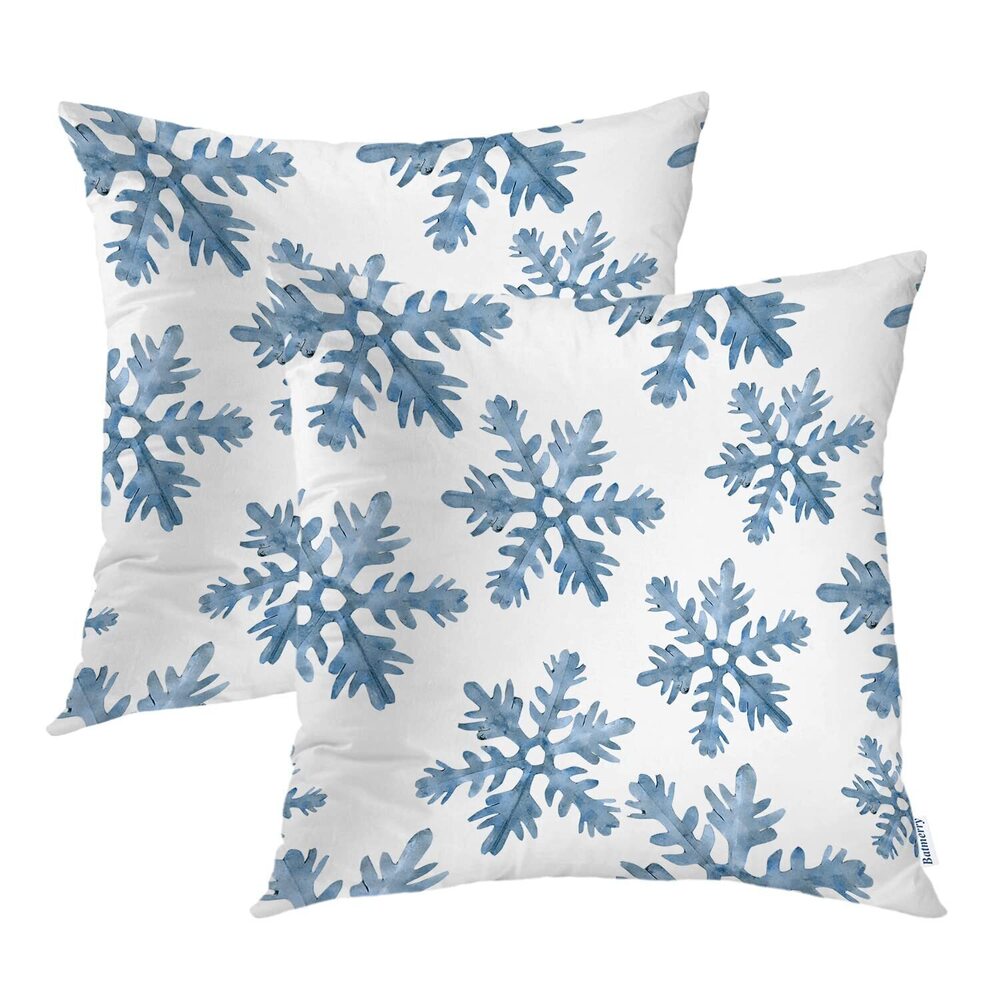 9924 Christmas Blue Decorative Pillow Covers, 20 x 20 Inch Blue Snow Winter